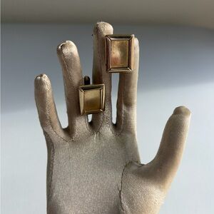 Vintage Anson Gold Tone Cufflinks Rectangle Shaped Perfect for Engraving